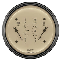 AutoMeter Gauge Dual Fuel & Oilp 3-3/8in. 0 Ohm(e) to 90 Ohm(f)& 100PSI Elec Antq Beige - Burkken Auto Parts