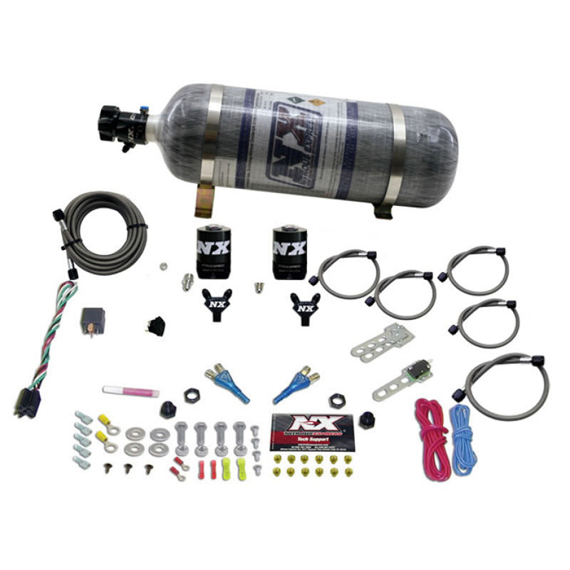 Nitrous Express Dual Nozzle Sport Compact Nitrous Kit (35-50-75HP) w/12lb Bottle - Burkken Auto Parts