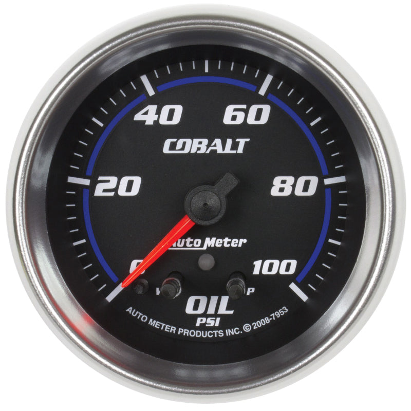 Autometer Cobalt Oil Pressure Gauge 2 5/8in 100PSI Stepper Motor w/ Peak and Warn - Burkken Auto Parts