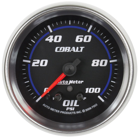 Autometer Cobalt Oil Pressure Gauge 2 5/8in 100PSI Stepper Motor w/ Peak and Warn - Burkken Auto Parts
