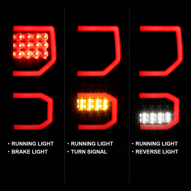 ANZO 2007-2013 Toyota Tundra LED Taillights Plank Style Black w/Clear Lens - Burkken Auto Parts