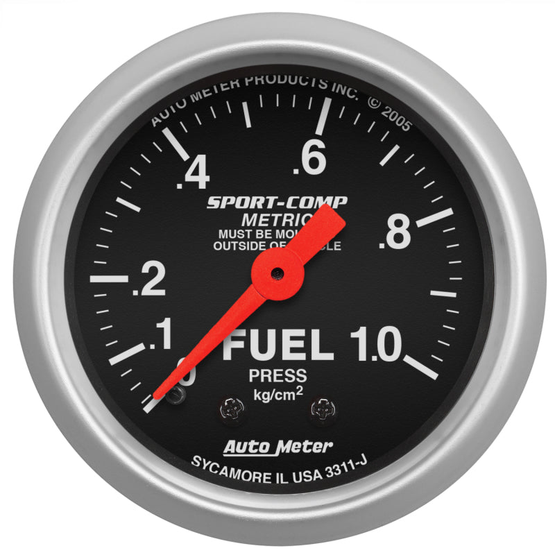 AutoMeter Gauge Fuel Pressure 2-1/16in. 1.0Kg/Cm2 Mechanical Sport-Comp - Burkken Auto Parts