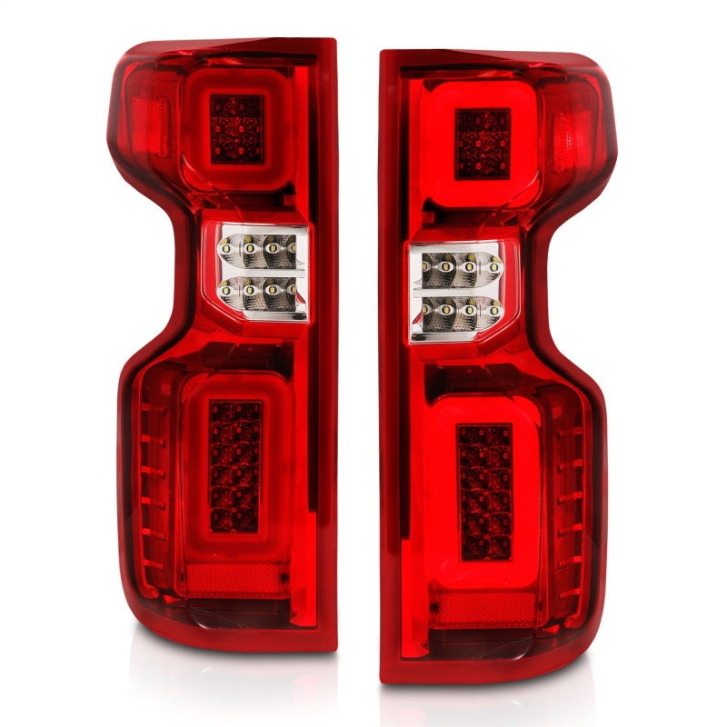ANZO 19-21 Chevy Silverado Work Truck Full LED Taillights Chrome Housing Red Lens G2(w/C light Bars) - Burkken Auto Parts