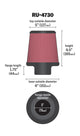 K&N Filter 3 inch Flange 6 inch Base 5 Top 6 1/2 inch Height - Burkken Auto Parts