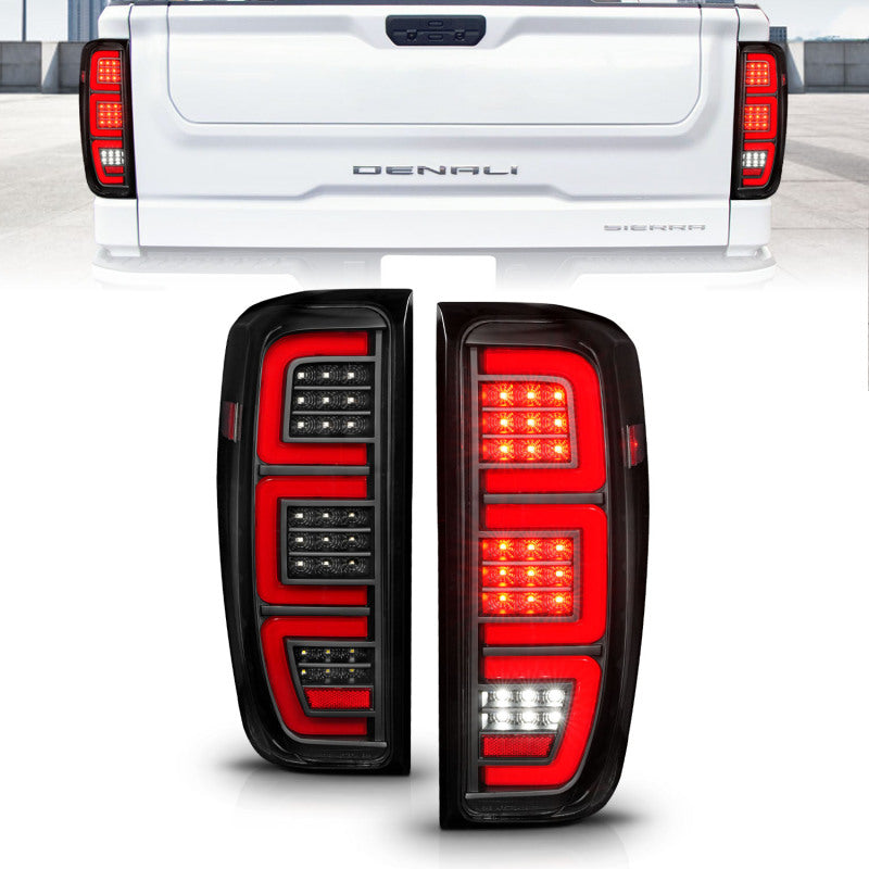 ANZO 19-23 GMC Sierra 1500/2500HD/3500HD Black Replacement Full LED Bar Tail Light - Burkken Auto Parts
