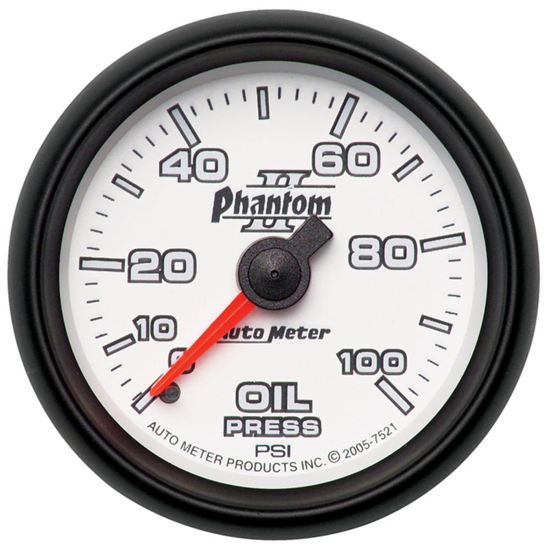 Autometer Phantom II 52.4mm Mechanical 0-100psi Oil Pressure Gauge - Burkken Auto Parts