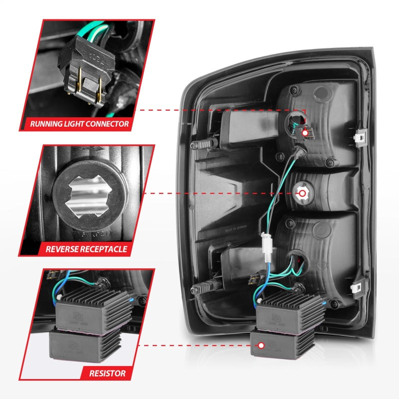 ANZO 15-19 Chevy Silverado 2500HD/3500HD (Halgn Only) LED Tail Lights w/Black Light Bar & Clear Lens - Burkken Auto Parts
