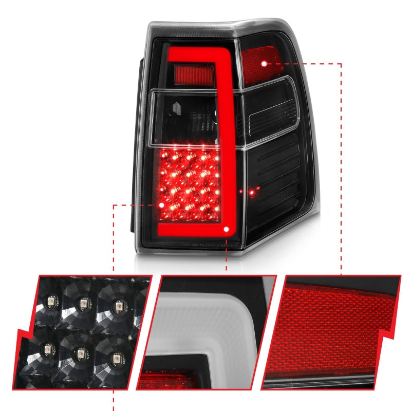 ANZO 07-17 Ford Expedition LED Taillights w/ Light Bar Black Housing Clear Lens - Burkken Auto Parts