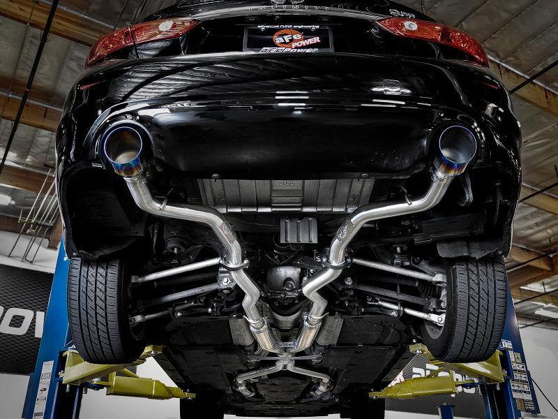 aFe Takeda 2.5in 304 SS Cat-Back Exhaust System w/ Blue Flame Tips 16-18 Infiniti Q50 V6-3.0L (tt) - Burkken Auto Parts