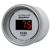 Autometer Ultra-Lite Digital 2-1/16in 0-280 OHM Silver Dial w/ Red LED Programmable Fuel Level Gage - Burkken Auto Parts