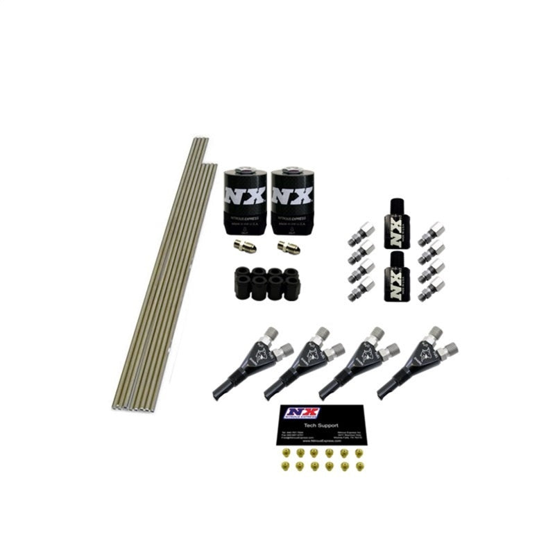 Nitrous Express 4 Cyl Shark Plumb Kit w/2 Solenoids & 75HP Jets Incl Hardware - Burkken Auto Parts