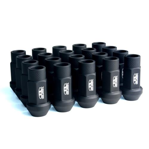 BLOX Racing Street Series Forged Lug Nuts - Flat Black 12 x 1.5mm - Set of 20 (New Design) - Burkken Auto Parts