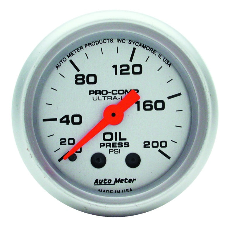 Autometer Ultra-Lite 52mm 0-200 PSI Mechanical Oil Pressure Gauge - Burkken Auto Parts