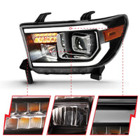 ANZO 2007-2014 Toyota Tundra Projector Light Bar H.L Black Amber(Led High Beam) (Halogen Version) - Burkken Auto Parts