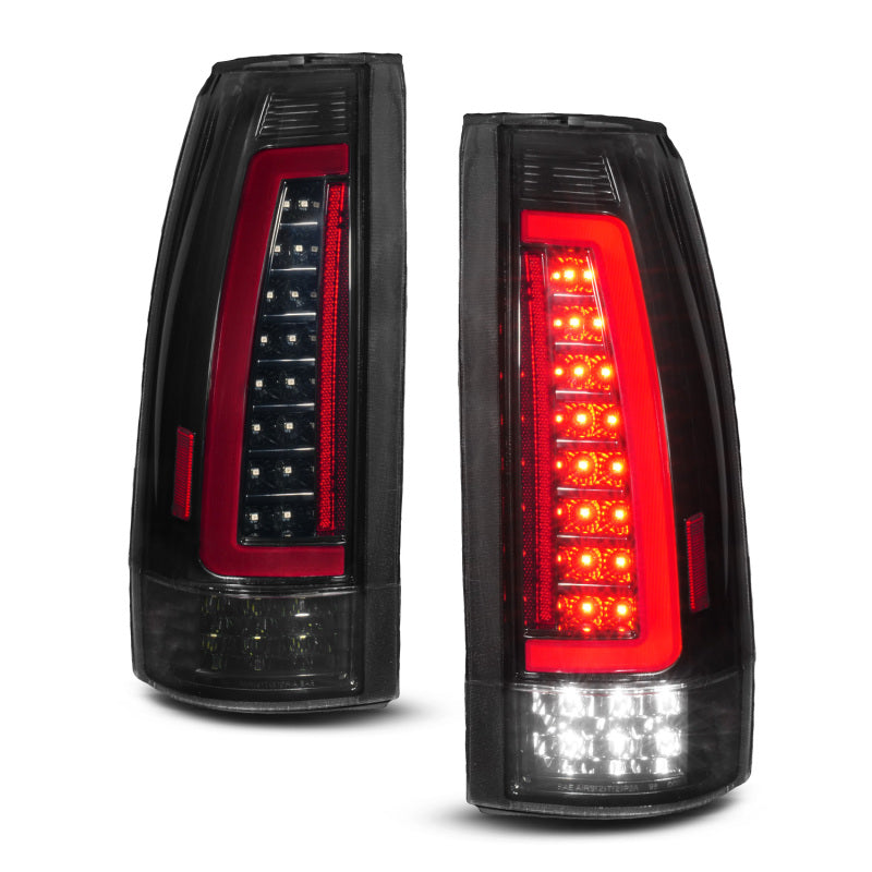ANZO 88-99 Chevy/GMC C/K1500/2500/3500 Full LED Light Tube Taillights Black Housing Smoke Lens - Burkken Auto Parts