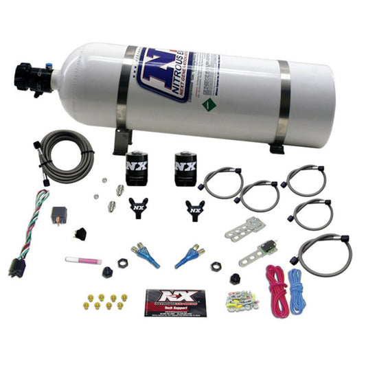 Nitrous Express GM EFI Dual Nozzle Nitrous Kit (100-300HP) w/15lb Bottle - Burkken Auto Parts