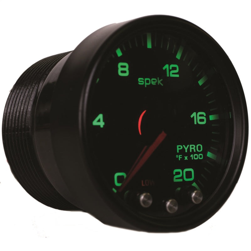 Autometer Spek-Pro Gauge Pyro. (Egt) 2 1/16in 2000f Stepper Motor W/Peak & Warn Blk/Smoke/Blk - Burkken Auto Parts