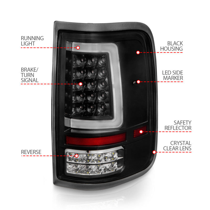 ANZO 2004-2006 Ford F-150 LED Tail Lights w/ Light Bar Black Housing Clear Lens - Burkken Auto Parts