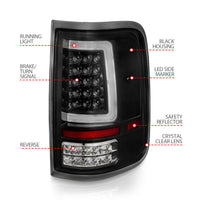 ANZO 2004-2006 Ford F-150 LED Tail Lights w/ Light Bar Black Housing Clear Lens - Burkken Auto Parts