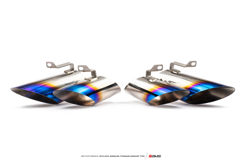 AMS Performance 15-19 Lamborghini Huracan Titanium Exhaust Tips (OEM &amp; Alpha TT Kit Fitment) - Burkken Auto Parts