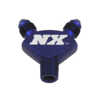 Nitrous Express 1/8NPT x 3AN x 3AN Billet Pure-Flo Y Fitting - Blue - Burkken Auto Parts