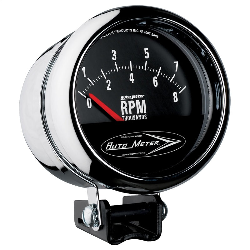Autometer Traditional Chrome 3-3/4in 8k w/ Retro Short Sweep Tachometer - Burkken Auto Parts