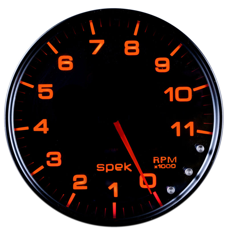 Autometer Spek-Pro Gauge Tachometer 5in 11K Rpm W/Shift Light & Peak Mem Black/Smoke/Black - Burkken Auto Parts
