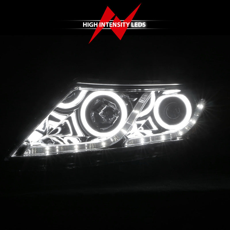 ANZO 2011-2013 Kia Optima Projector Headlights w/ Halo Chrome (CCFL) - Burkken Auto Parts