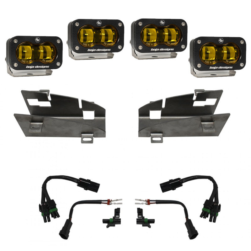 Baja Designs 19-22 Dodge RAM 1500 Rebel / 21-22 1500 TRX S2 SAE Dual Fog Pocket Light Kit - Amber - Burkken Auto Parts