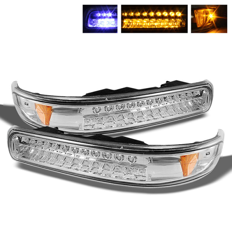 xTune Chevy Silverado 99-02 LED Amber Bumper Lights Chrome CBL-CS99-LED-E - Burkken Auto Parts