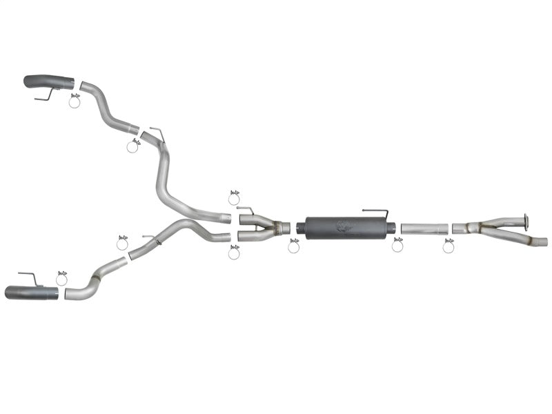 aFe MACH Force-Xp Cat-Back Exhaust w/Dual Hi-Tuck Tips Black 17-18 Ford F-150 Raptor V6-3.5L (tt) - Burkken Auto Parts
