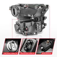ANZO 15-17 Ford F-150 LED Projector Headlights - w/ Light Bar Switchback Black Housing - Burkken Auto Parts