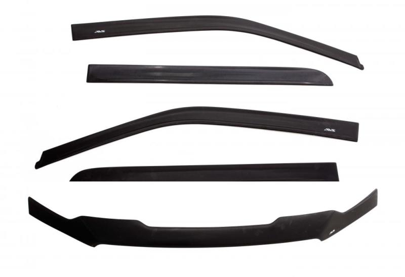 AVS 15-18 Chevy Silverado 2500 Crew Cab Ventvisor & Aeroskin Deflector Combo Kit - Matte Black - Burkken Auto Parts