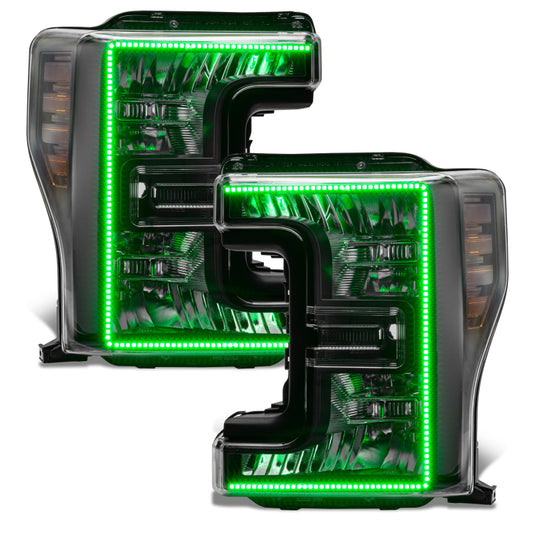 Oracle 17-19 Ford F-250 SD Dynamic Pre-Assembled Headlights - Halogen - Black Edition -