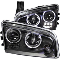 ANZO 2006-2010 Dodge Charger Projector Headlights w/ Halo Black - Burkken Auto Parts