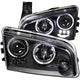 ANZO 2006-2010 Dodge Charger Projector Headlights w/ Halo Black - Burkken Auto Parts