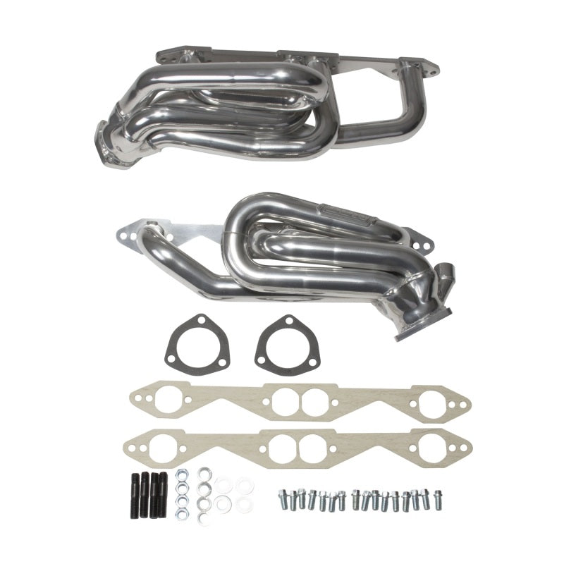 BBK 96-98 GM Truck SUV 5.0 5.7 Shorty Tuned Length Exhaust Headers - 1-5/8 Silver Ceramic - Burkken Auto Parts