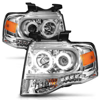 ANZO 2007-2014 Ford Expedition Projector Headlights Chrome - Burkken Auto Parts