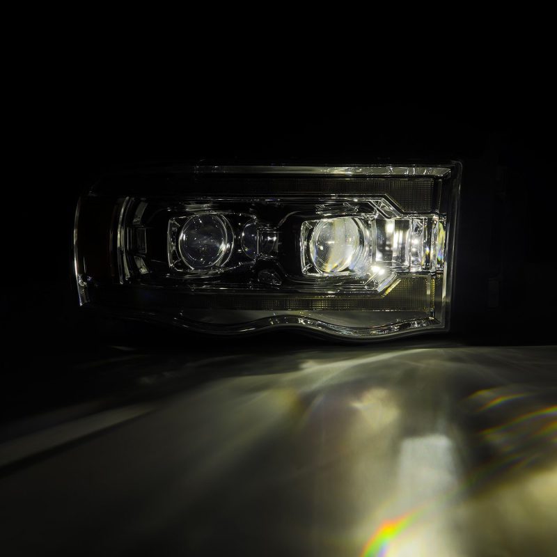 AlphaRex 02-05 Dodge Ram 1500 LUXX LED Proj Headlights Plank Style Chrome w/Activ Light/Seq Signal - Burkken Auto Parts