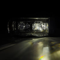 AlphaRex 02-05 Dodge Ram 1500 LUXX LED Proj Headlights Plank Style Chrome w/Activ Light/Seq Signal - Burkken Auto Parts