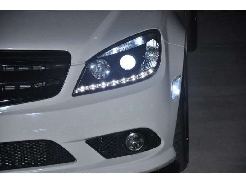 Spyder Mercedes Benz C-Class 08-11 Projector Headlights Halogen - DRL Blk PRO-YD-MBW20408-DRL-BK - Burkken Auto Parts