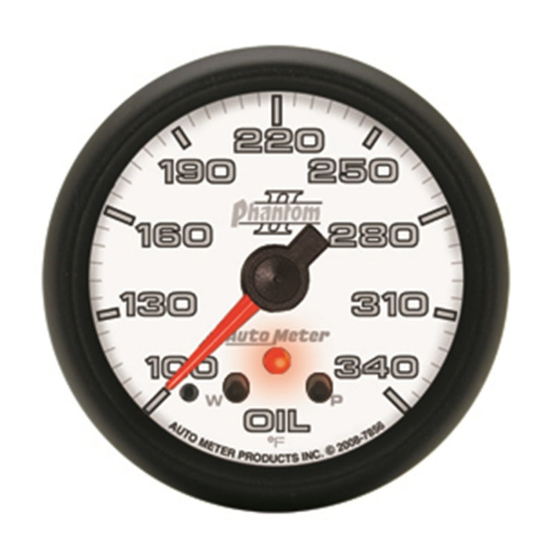 AutoMeter Gauge Oil Temp 2-5/8in. 340 Deg. F Stepper Motor W/ Peak & Warn Phantom II - Burkken Auto Parts