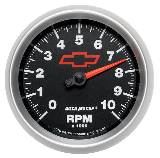 AutoMeter Gauge Tachometer 3-3/8in. 10K RPM In-Dash Chevy Red Bowtie Black - Burkken Auto Parts