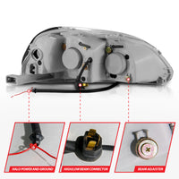 ANZO 1996-1998 Honda Civic Projector Headlights w/ Halo Black - Burkken Auto Parts
