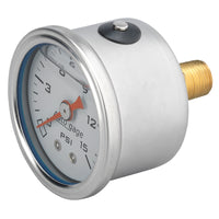 Autometer AutoGage 1.5in Liquid Filled Mechanical 0-15 PSI Fuel Pressure Gauge - White - Burkken Auto Parts