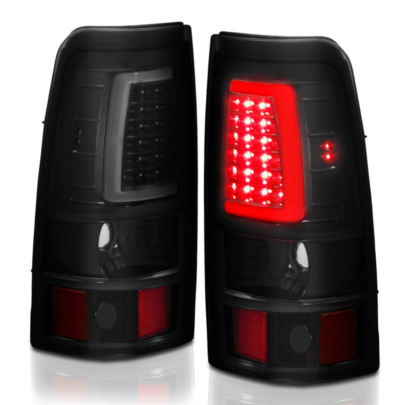 ANZO 2003-2006 Chevy Silverado 1500 LED Taillights Plank Style Black w/Smoke Lens - Burkken Auto Parts
