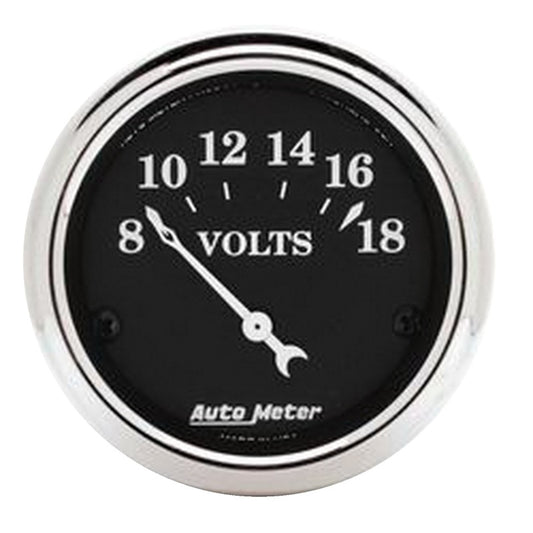 Autometer 2 1/16in 18V Electric Old Tyme Black Voltmeter - Burkken Auto Parts
