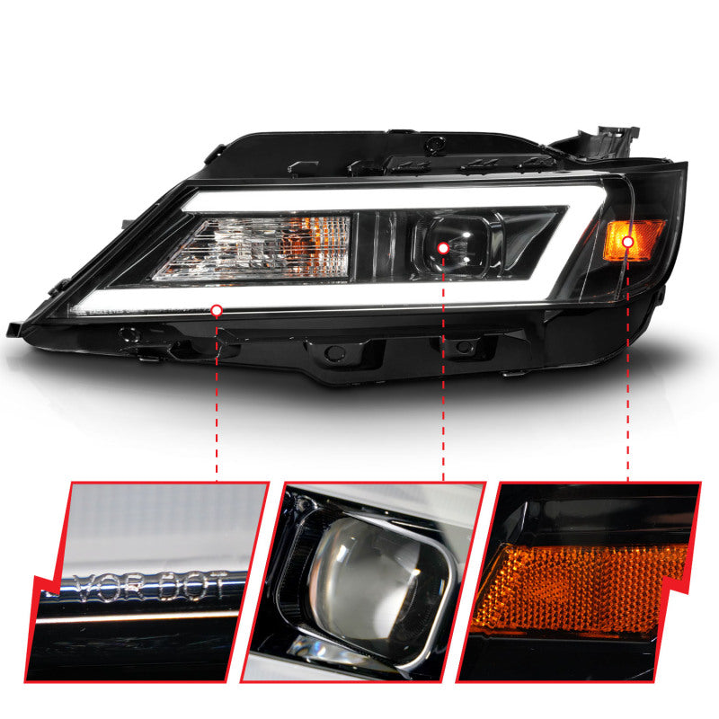 ANZO 14-20 Chevrolet Impala Square Projector LED Bar Headlights w/ Black Housing - Burkken Auto Parts