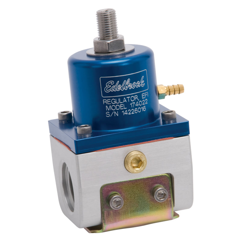 Edelbrock Fuel Pressure Regulator EFI 180 GPH 35-90 PSI -10In/Out -6 Return Blue/Clear - Burkken Auto Parts