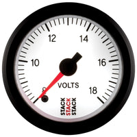 Autometer Stack 52mm 8-18V Pro Stepper Motor Battery Voltage Gauge - White - Burkken Auto Parts